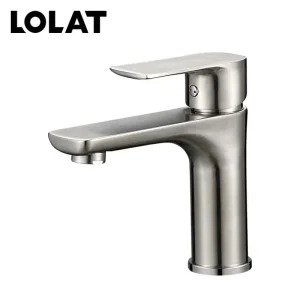 LOLAT不鏽鋼單槍臉盆水龍頭-鎳色BNX2377