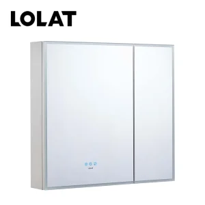LOLAT鋁合金雙門LED除霧鏡櫃-米色MA903-CC(75cm)