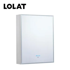 LOLAT鋁合金單門LED除霧鏡櫃-米色MA904-CC(55cm左開)