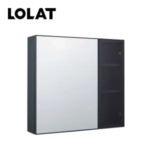 LOLAT鋁合金置物收納鏡櫃-槍灰色MA502