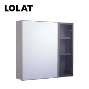 LOLAT鋁合金置物收納鏡櫃-奶茶色MA502-KG
