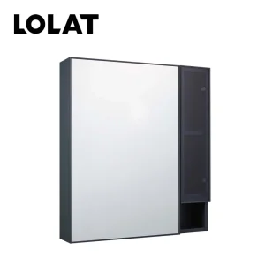 LOLAT鋁合金置物收納鏡櫃-槍灰色MA501