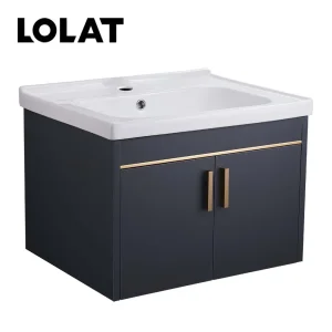 LOLAT鋁合金雙門收納浴櫃-槍灰色CA008